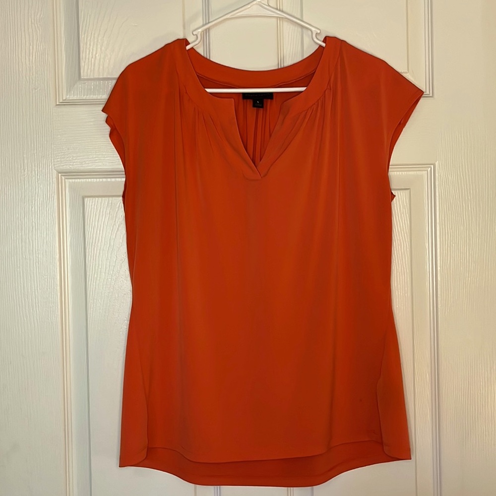 Orange V Neck Blouse SZ L